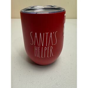 Rae Dunn Wine Tumbler Travel Mug Red 12 Oz SANTAS HELPER New 2021 Gift